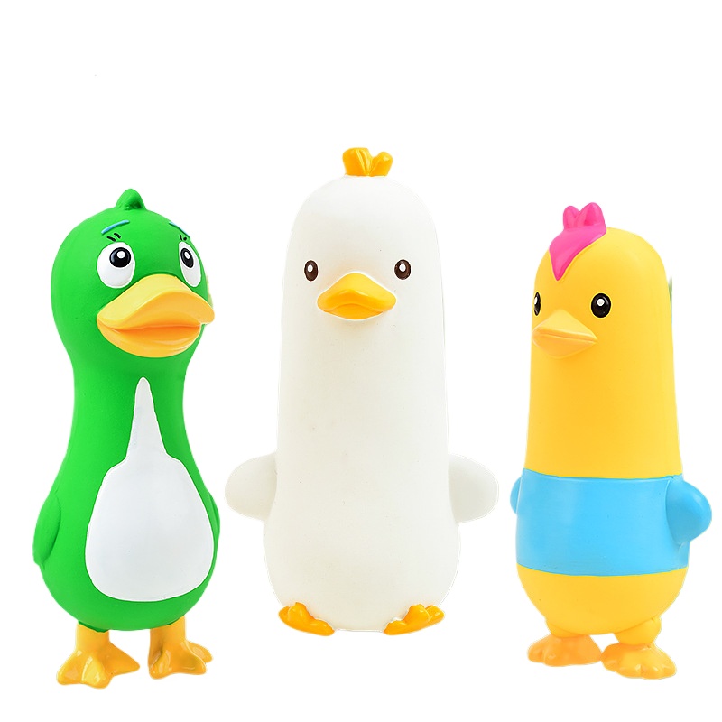 Interactive Squeaky Plush Dog Toy - Squeaky Latex Chicken Duck Goose Dog