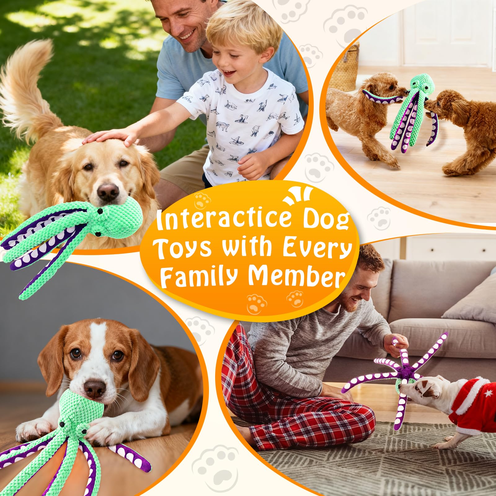 Squeaky Octopus Plush Dog Toy  - Indestructible Dog Chew Toy review and price