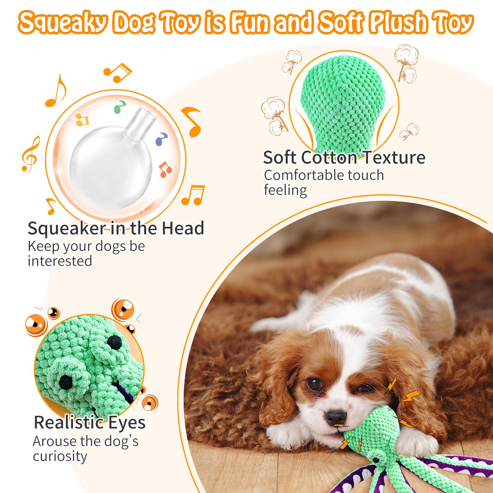Squeaky Octopus Plush Dog Toy  - Indestructible Dog Chew Toy review and price